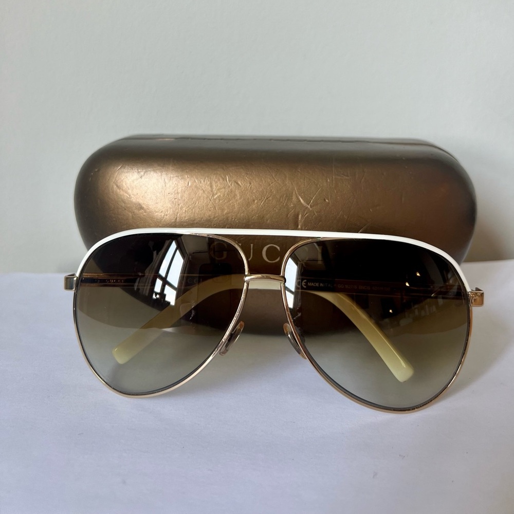GUCCI Brown Gradient Gold Aviator Sunglasses GG 1827/S BNCIS 63-11 (130)